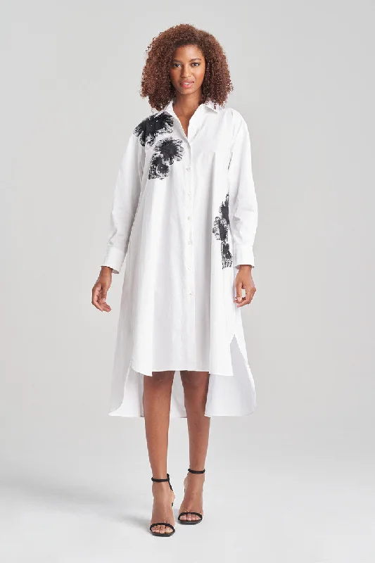 Silver - sequined sexy dresses for a futuristic feelCotton Poplin Oversized Embroidered Shirtdress