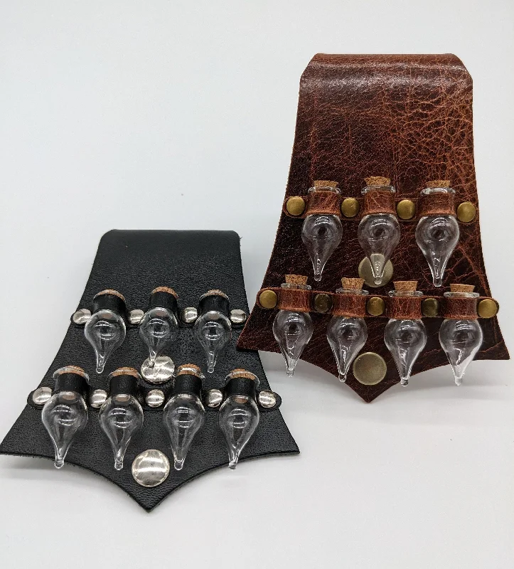 Steampunk - themed bustiers with brass accents7 Vial Diamond Shaped Dram Vial Holster Steampunk - themed bustiers with brass accents7 Vial Diamond Shaped Dram Vial Holster