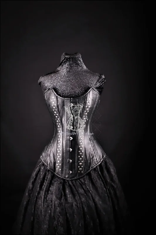 Posture - correcting bustiers for better spinal alignmentLeather Overbust Corset; Studded Beauty in Black