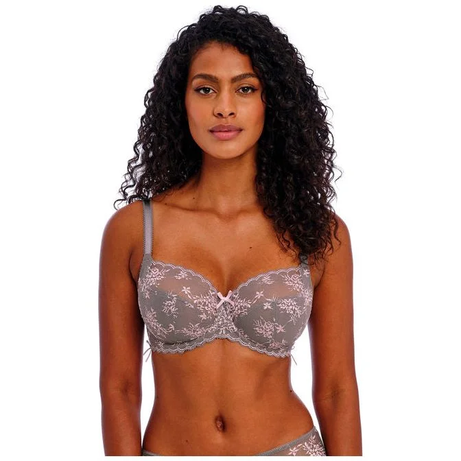 Offbeat Decadence - underwired side support bra - Grey / Pink