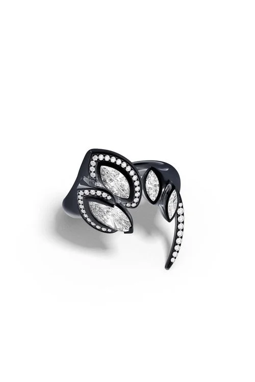 Women's Everyday Wear Lingerie Sumi Stroke Midnight Silver Marquise Amethyst White Topaz & Pave Diamond Statement Ring Women's Everyday Wear Lingerie Sumi Stroke Midnight Silver Marquise Amethyst White Topaz & Pave Diamond Statement Ring
