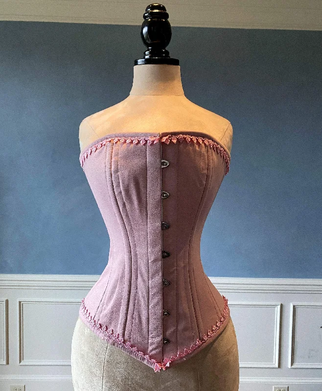 Authentic cotton corset: vintage pink cotton overbust corset