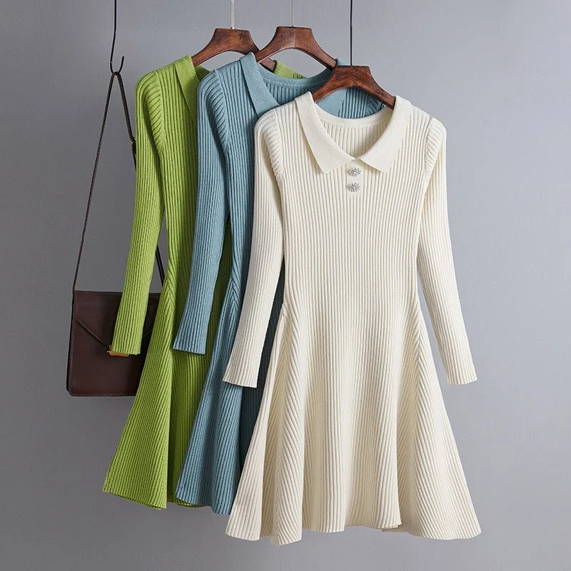 White sexy dresses for a pure and innocent charmWomen Korean style womens knitted solid color dress White sexy dresses for a pure and innocent charmWomen Korean style womens knitted solid color dress