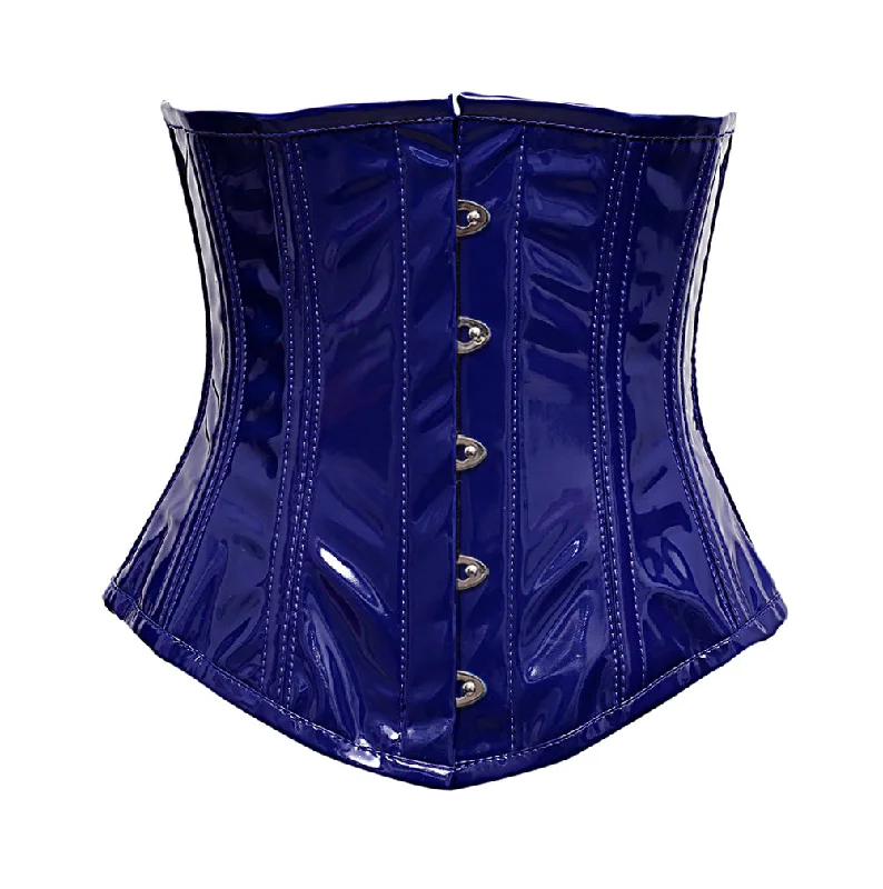 Denim - look corsets for a casual yet stylish twistAurtonvic Steel Bone Blue PVC Vinyl Underbust Corset