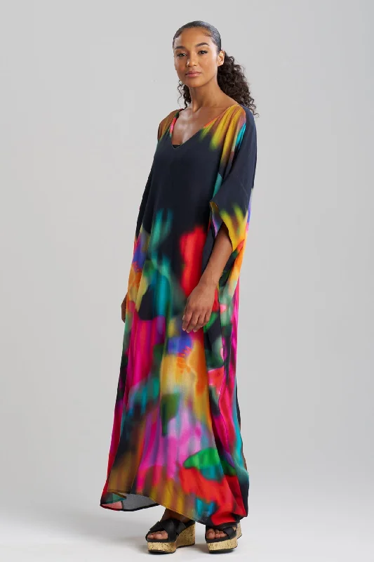Women's Tummy Control Lingerie Floral Mirage Printed Rayon Caftan