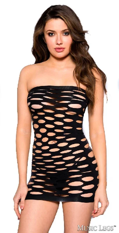 Denim - inspired sexy dresses for a casual - yet - sexy vibeStrapless Spandex Pothole Dress Black