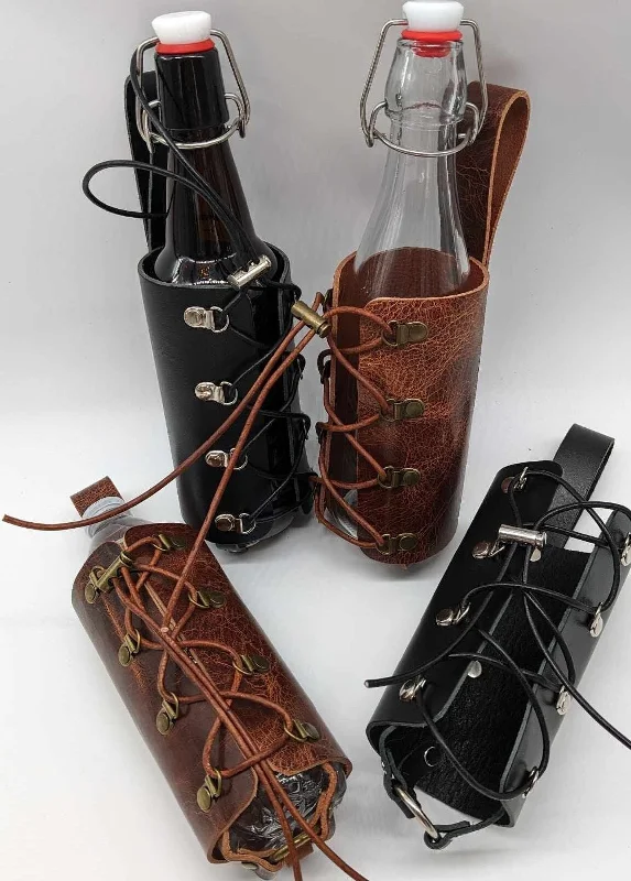 Leather Water Bottle Holster Adjustable