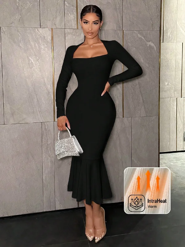 Sexy club dresses for a night of dancingSXY Swan Neck Warm Fleece Mermaid Hem Women's Dress Sexy club dresses for a night of dancingSXY Swan Neck Warm Fleece Mermaid Hem Women's Dress