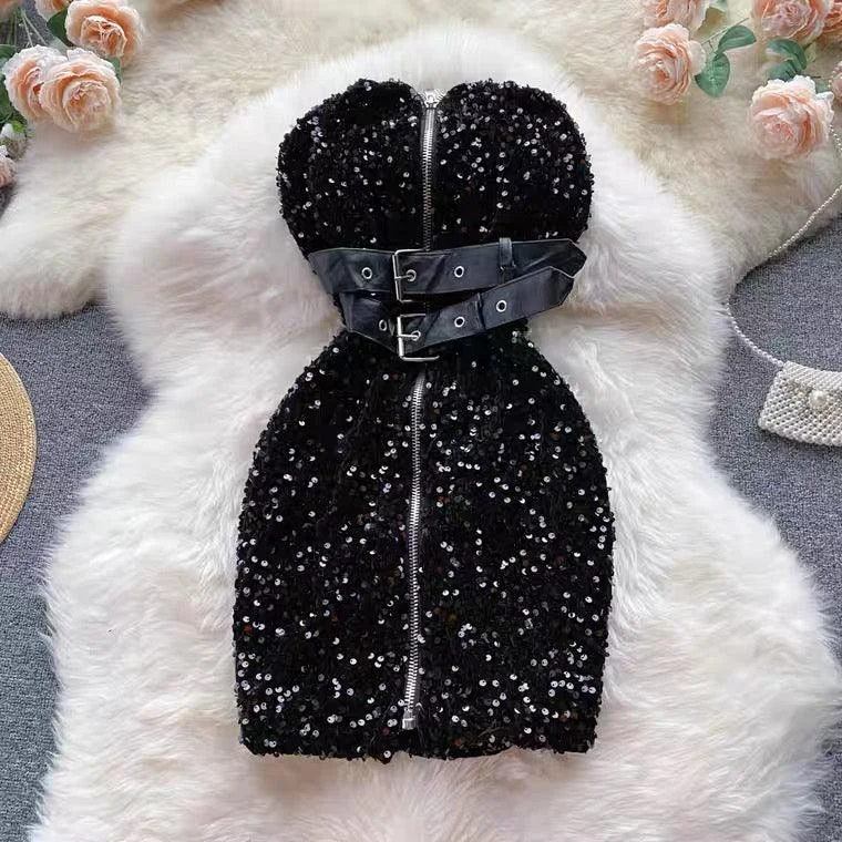 Chiffon sexy dresses for a flowy and elegant appearanceHelly Party Sequined Dress