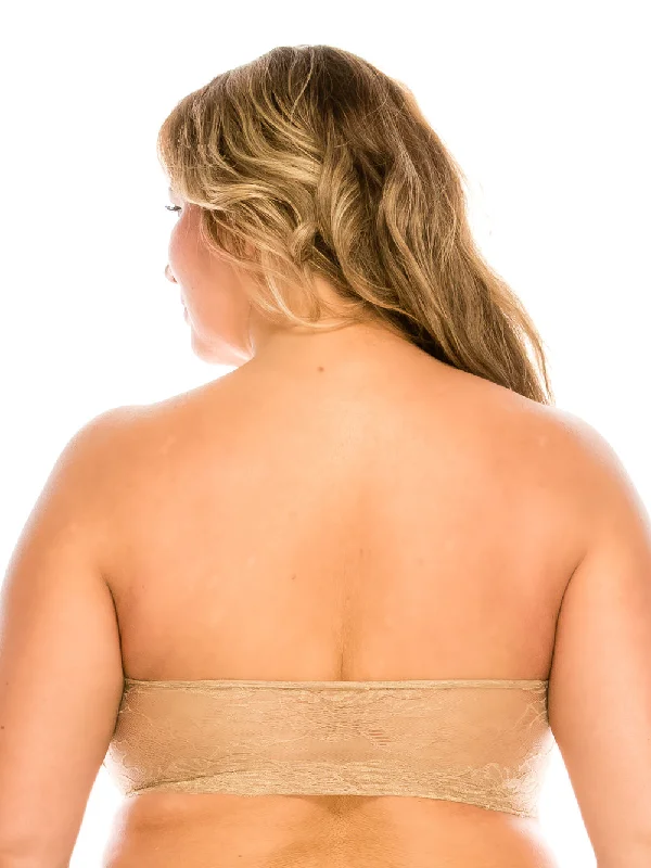 Women's Satin Sleepwear Lingerie Plus Size Nude Back Lace Bandeau