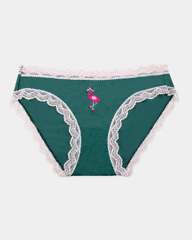 Elegant French Lace Lingerie for WomenStripe & Stare Original Knicker in Christmas Flamingo