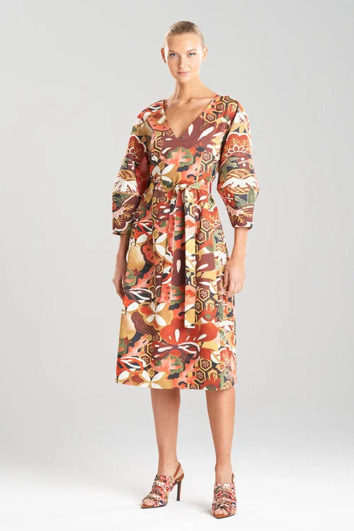 Lace - covered sexy dresses for a feminine allureIkebana Printed Cotton Sateen Lantern Sleeve Dress Lace - covered sexy dresses for a feminine allureIkebana Printed Cotton Sateen Lantern Sleeve Dress