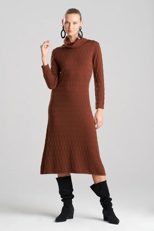 Sexy backless evening dresses with a deep V - cutTextured Mandalay Turtleneck Dress
