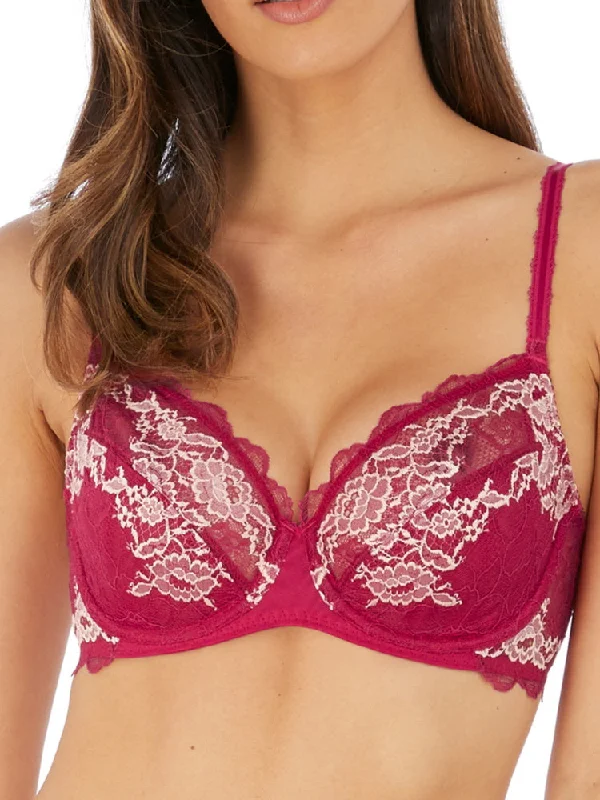 Breathable Bamboo Lingerie for Women Lace Perfection Average Wire Bra - Cerise