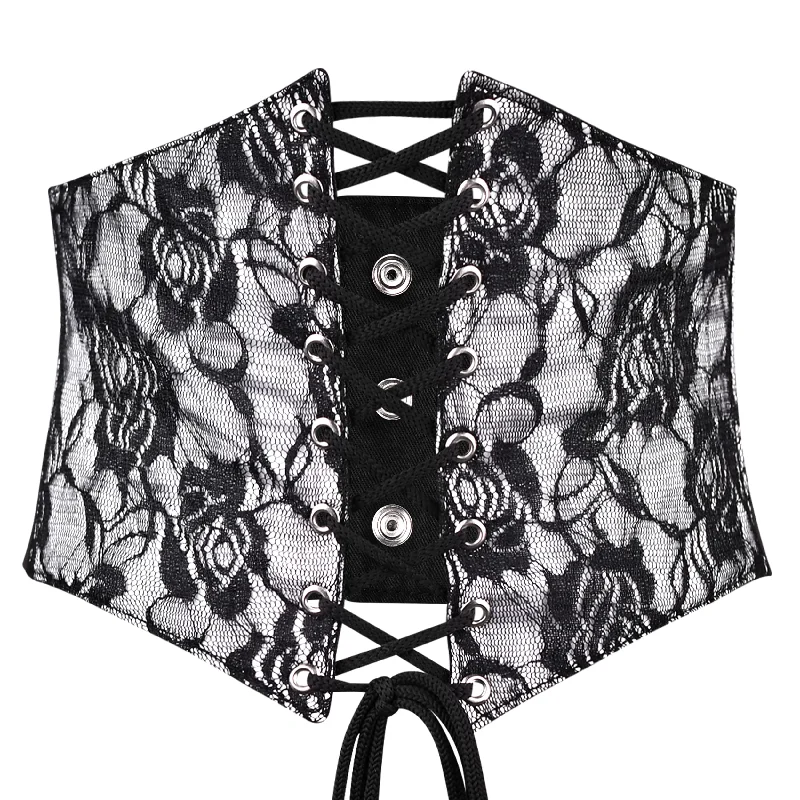 Lace - covered corsets for a feminine touchPrinted Mesh Corset Belt - Waist Cincher