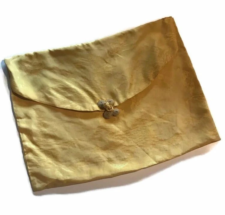 Plus Size Lace Lingerie for Women Goldenrod Yellow Rayon Lingerie Bag circa 1940s