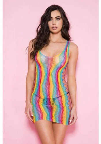 White sexy dresses for a pure and innocent charmRainbow Side Cut Out Side Dress Rainbow