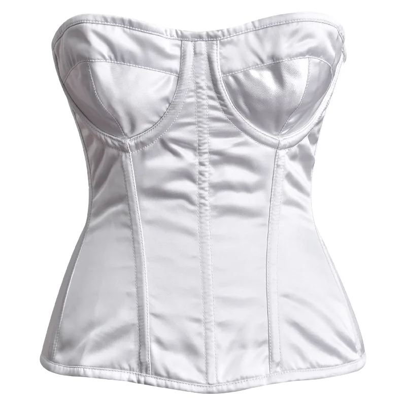 Halloween - themed corsets for a spooky costumeWhite Satin corset top - Overbust Corset Halloween - themed corsets for a spooky costumeWhite Satin corset top - Overbust Corset