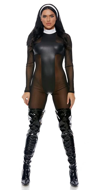 Lace Cosplay Lingerie for WomenSexy Resist Temptation Nun Halloween Costume