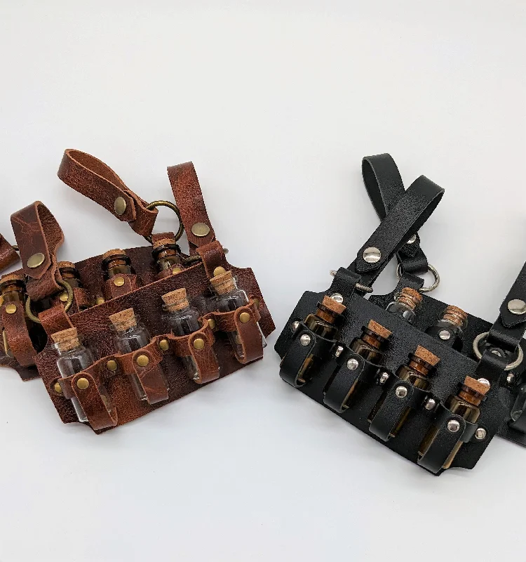 Brocade bustiers with a rich and textured appearanceLeather Quadruple Vial Holster