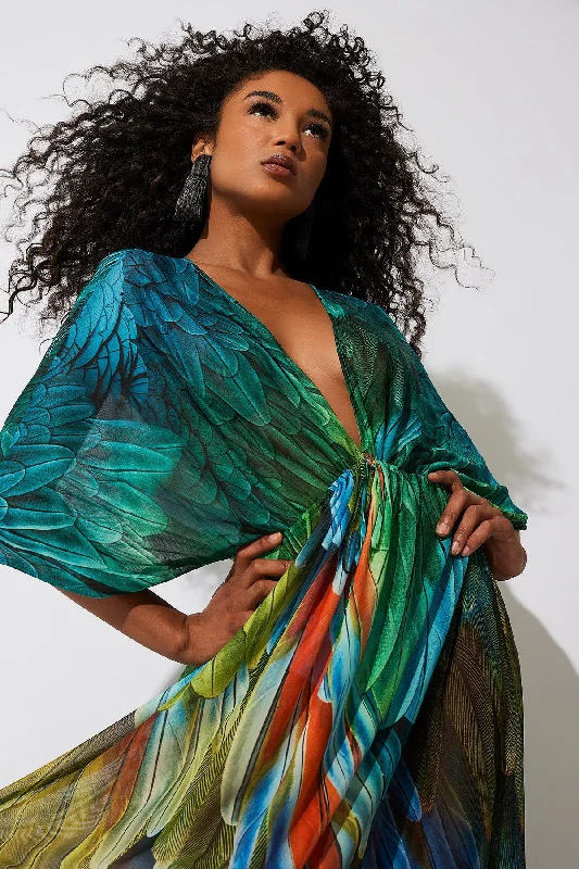 Denim - inspired sexy dresses for a casual - yet - sexy vibeParadise Printed Mesh Caftan Dress