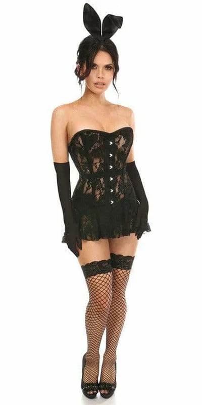 Sexy Deluxe 4 Piece Sexy Black Bunny Halloween Costume