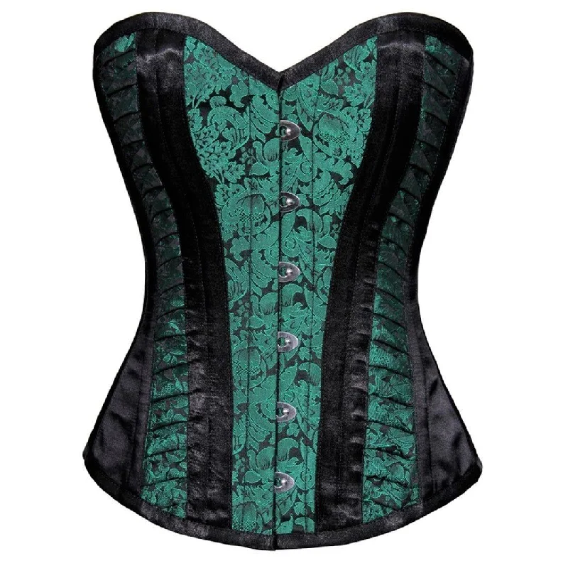 Retro - 1950s corsets with a cinched waistWaes Green Brocade Overbust Corset
