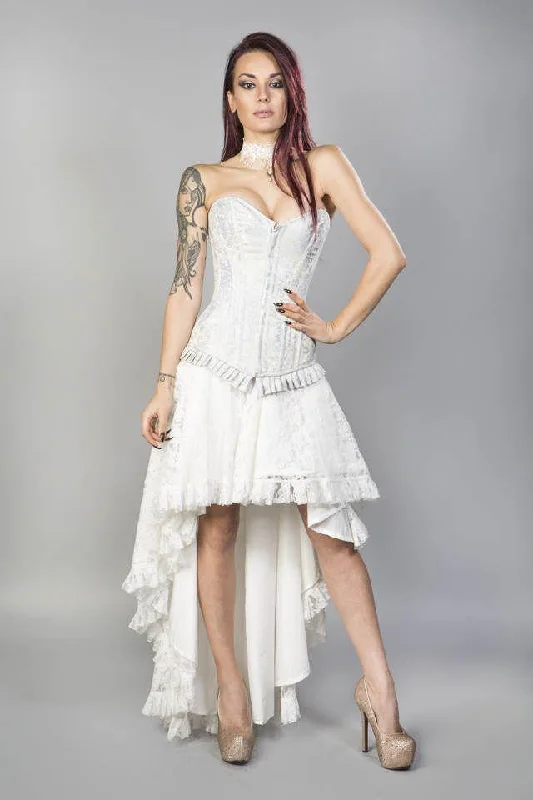 Satin corsets with a shiny and elegant finishPetra Zip Long Line Overbust Burlesque Corset In King Brocade