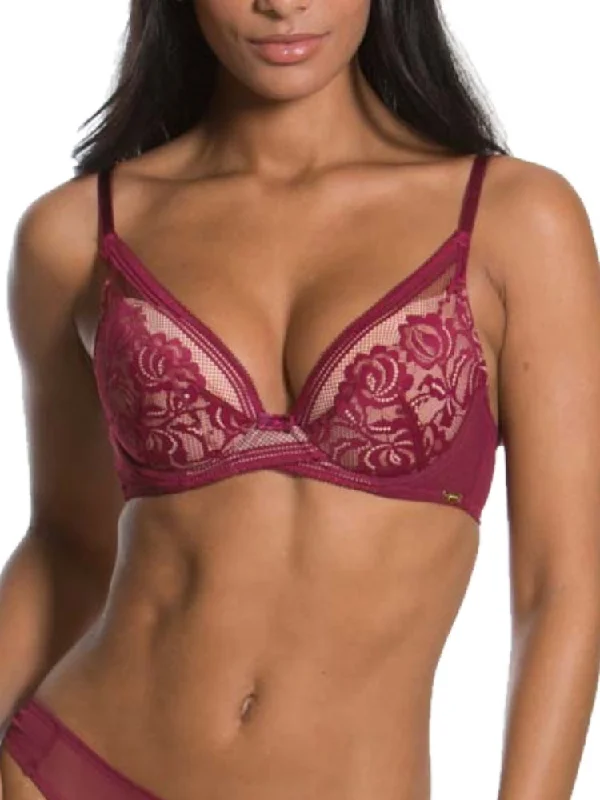 Women's Satin Sleepwear Lingerie Encore High Apex Bra - Bordeaux