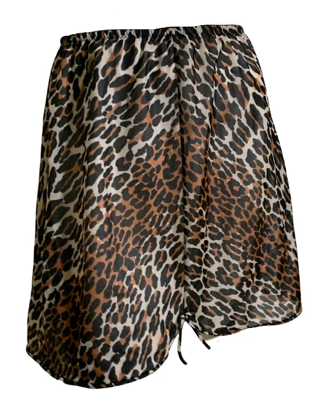 Women's Everyday Wear Lingerie Sassy Leopard Print Mini Length Half Slip with Bow circa 1960s