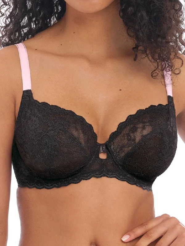 Women's Corset Style Lingerie Offbeat Plunge Bra - Black