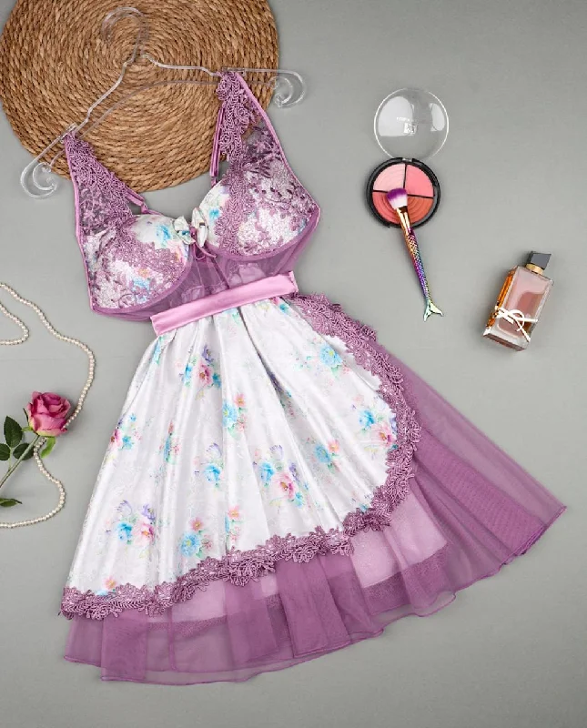Women's Corset Style LingerieWomen Baby-Doll Invisible Bra (Purple)