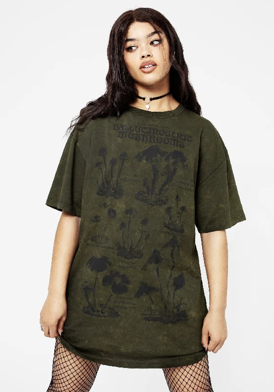 Embroidered sexy dresses for a decorative touchPsychotrope Mushroom Tee Dress