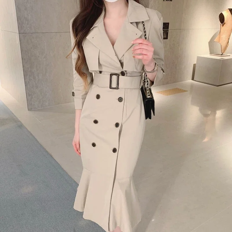 Silver - sequined sexy dresses for a futuristic feelVio Elegant Pleated Blazer Dress with Belt Silver - sequined sexy dresses for a futuristic feelVio Elegant Pleated Blazer Dress with Belt