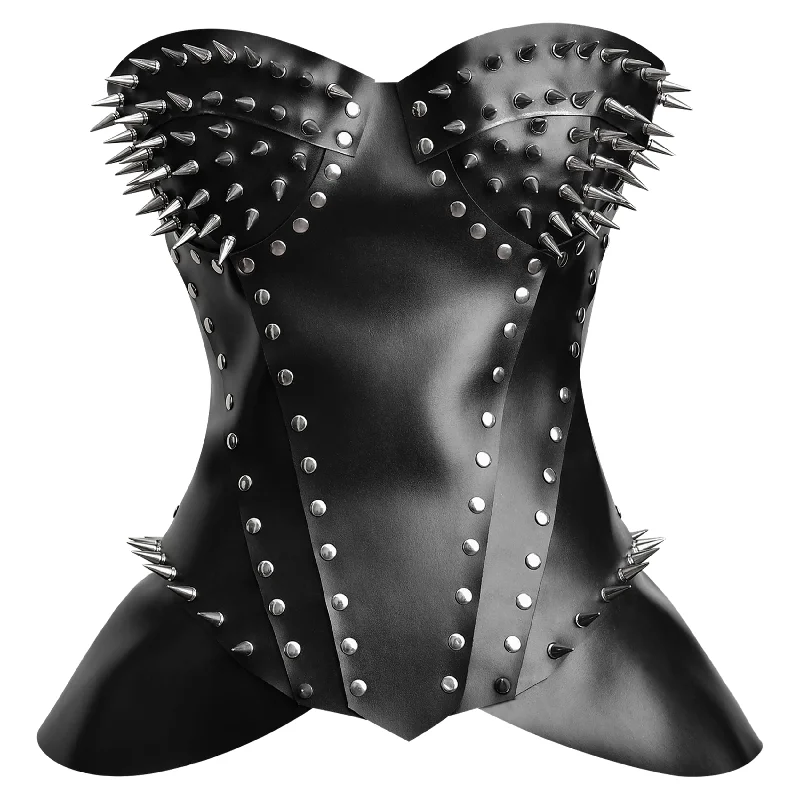 Brocade bustiers with a rich and textured appearanceBlack Leather corset top - Studded Corset Brocade bustiers with a rich and textured appearanceBlack Leather corset top - Studded Corset