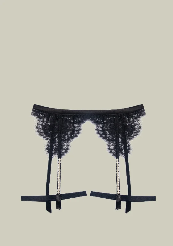 Women's Maternity Lingerie Feathers of a Swan Suspender Belt in Black