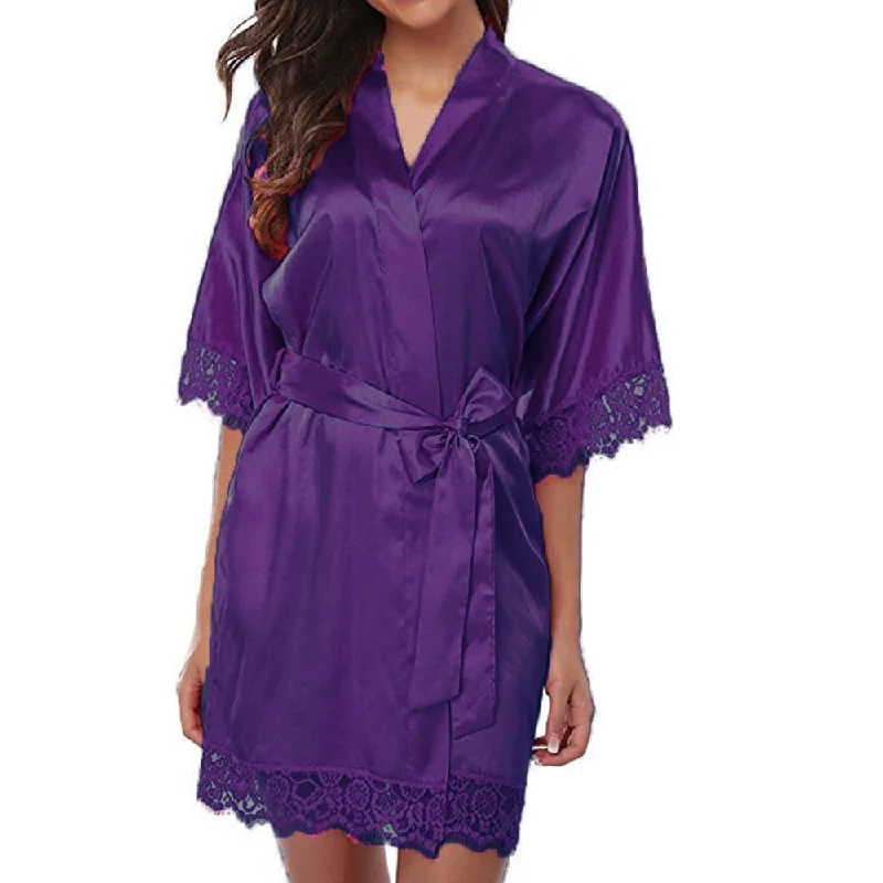 Lace - covered sexy dresses for a feminine allureNight Robe For Women Sexy Lingerie Nightdress Silk Satin Sleepwear Smooth Lace Robe Dress Nightgown Bathrobes Lace - covered sexy dresses for a feminine allureNight Robe For Women Sexy Lingerie Nightdress Silk Satin Sleepwear Smooth Lace Robe Dress Nightgown Bathrobes