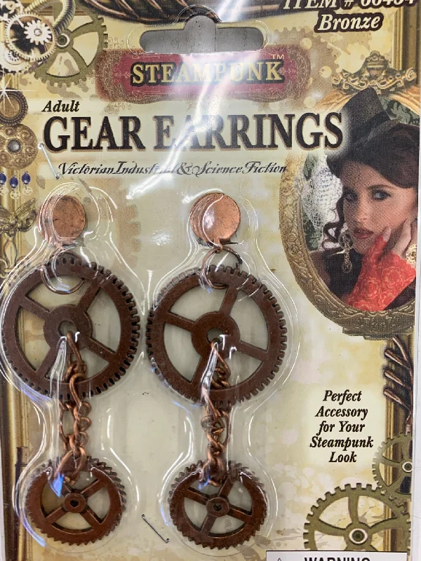 Steampunk Victorian Costume Bronze Gear Earrings