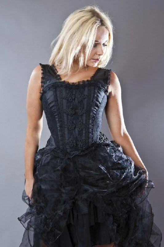 Leather bustiers for a bold and edgy lookJasmin Overbust Corset With Straps In Taffeta With Motif