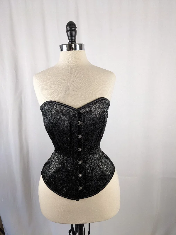 Black Raven Jacquard Brocade Steel Boned Standard Bust Overbust Corset