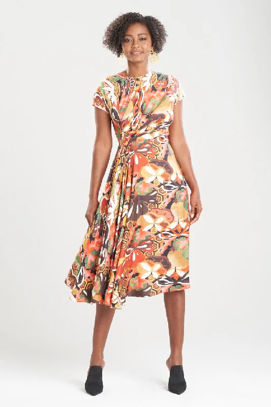 Sequined sexy dresses for a sparkly eveningIkebana Printed Cotton Silk Drape Dress