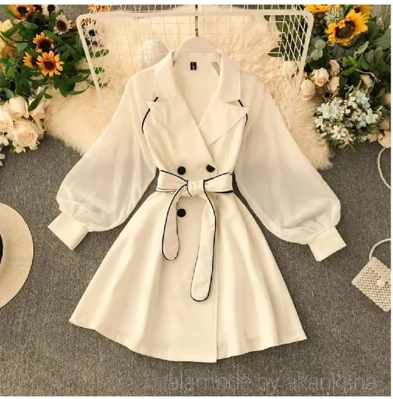 Sexy high - low dresses with a daring frontMargery Lantern Sleeve Dress