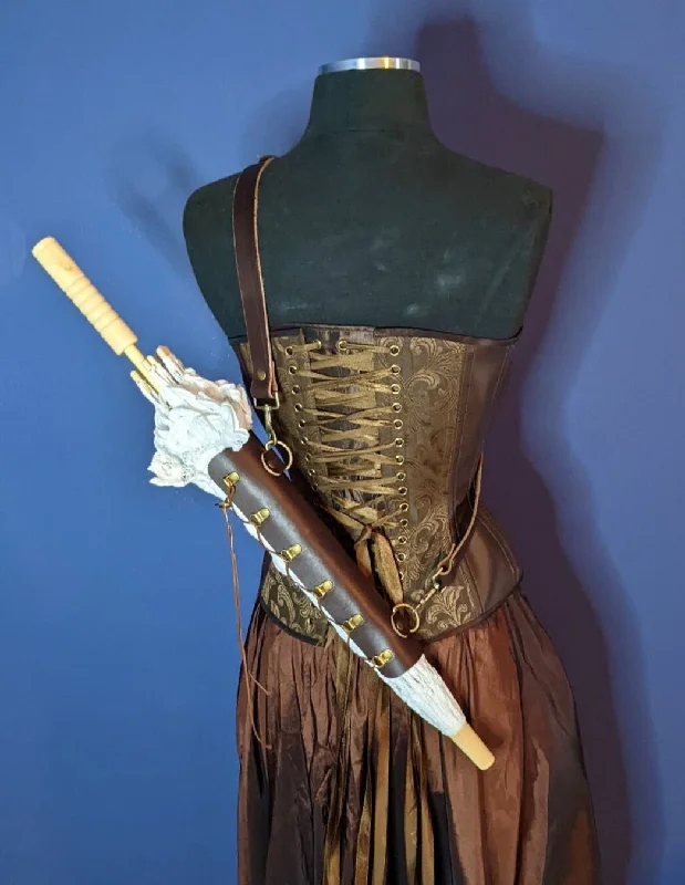 Brown Leather Bandolier Parasol Holster