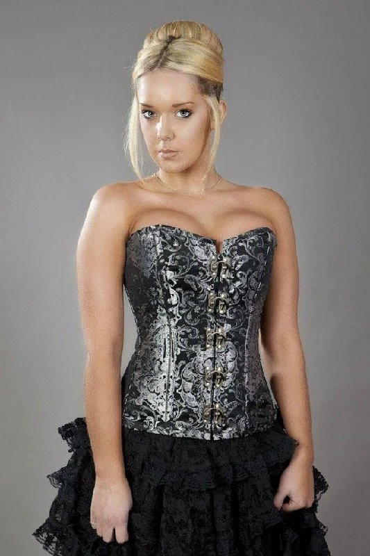White bustiers for a pure and innocent aestheticElegant C-lock Steel Boned Overbust Corset In King Brocade White bustiers for a pure and innocent aestheticElegant C-lock Steel Boned Overbust Corset In King Brocade