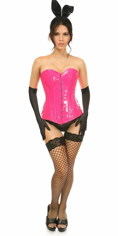 Sexy Deluxe 4 Piece Pink Patent Bunny Corset Halloween Costume