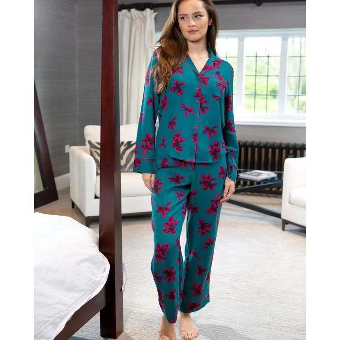 Full Coverage Lingerie for WomenVienne Twill Woven Pyjamas - Teal
