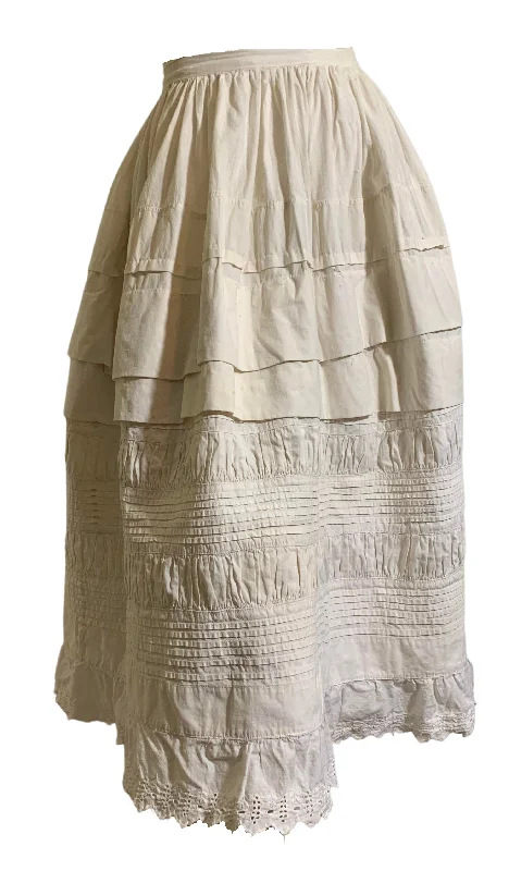 Women's Lingerie with Matching Robes Ruffled and Embroidered Short White Cotton Petticoat circa 1890s