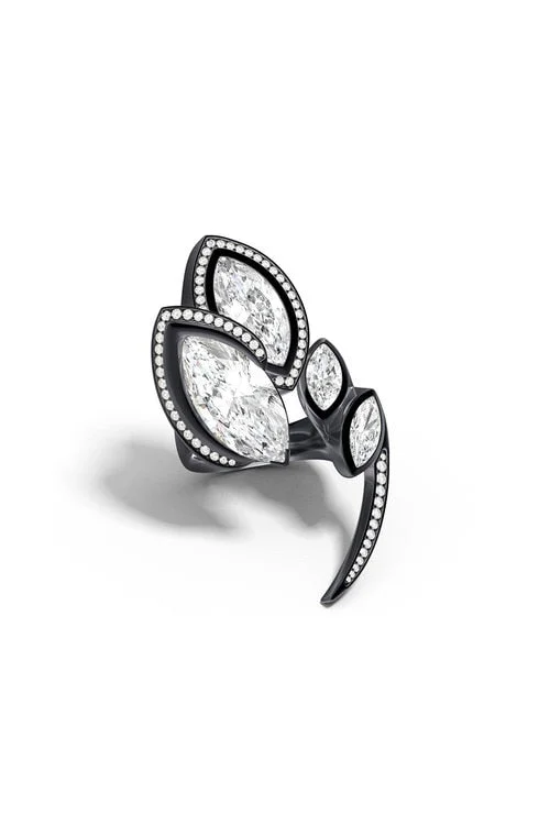 Women's Tummy Control Lingerie Sumi White Topaz and Diamond Statement Ring