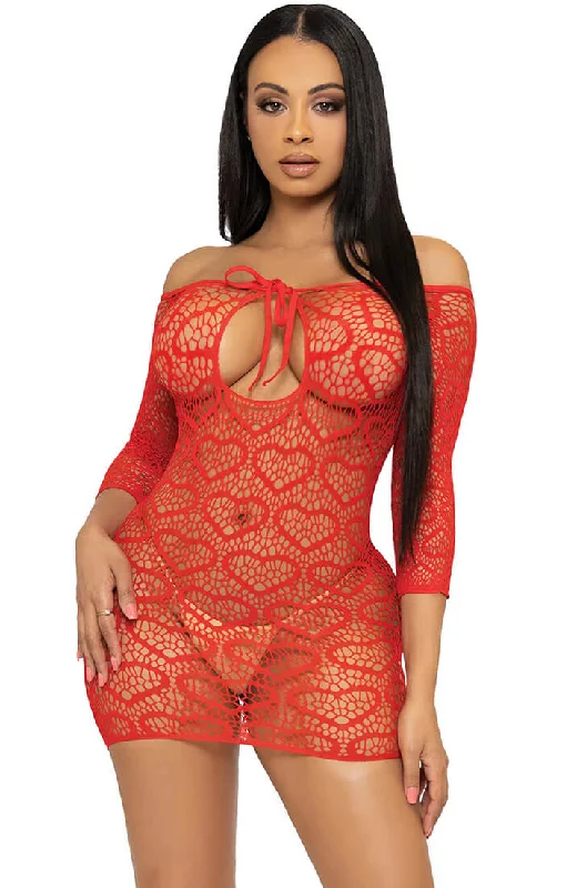 Red dress lingerie with hearts - Fall In Love