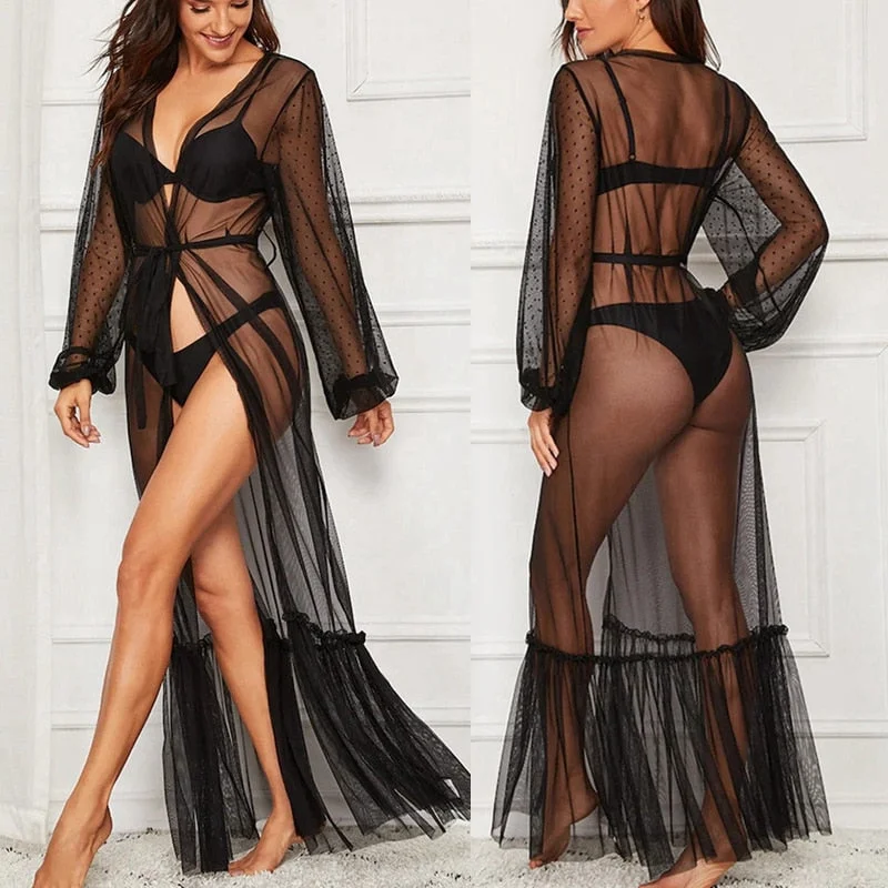 Sexy New Year's Eve dresses for a glamorous countdownLace Long Sleeve Sleepwear Gown Black Robes Chemise Dress with Belt Sheer Women Robe Sexy New Year's Eve dresses for a glamorous countdownLace Long Sleeve Sleepwear Gown Black Robes Chemise Dress with Belt Sheer Women Robe